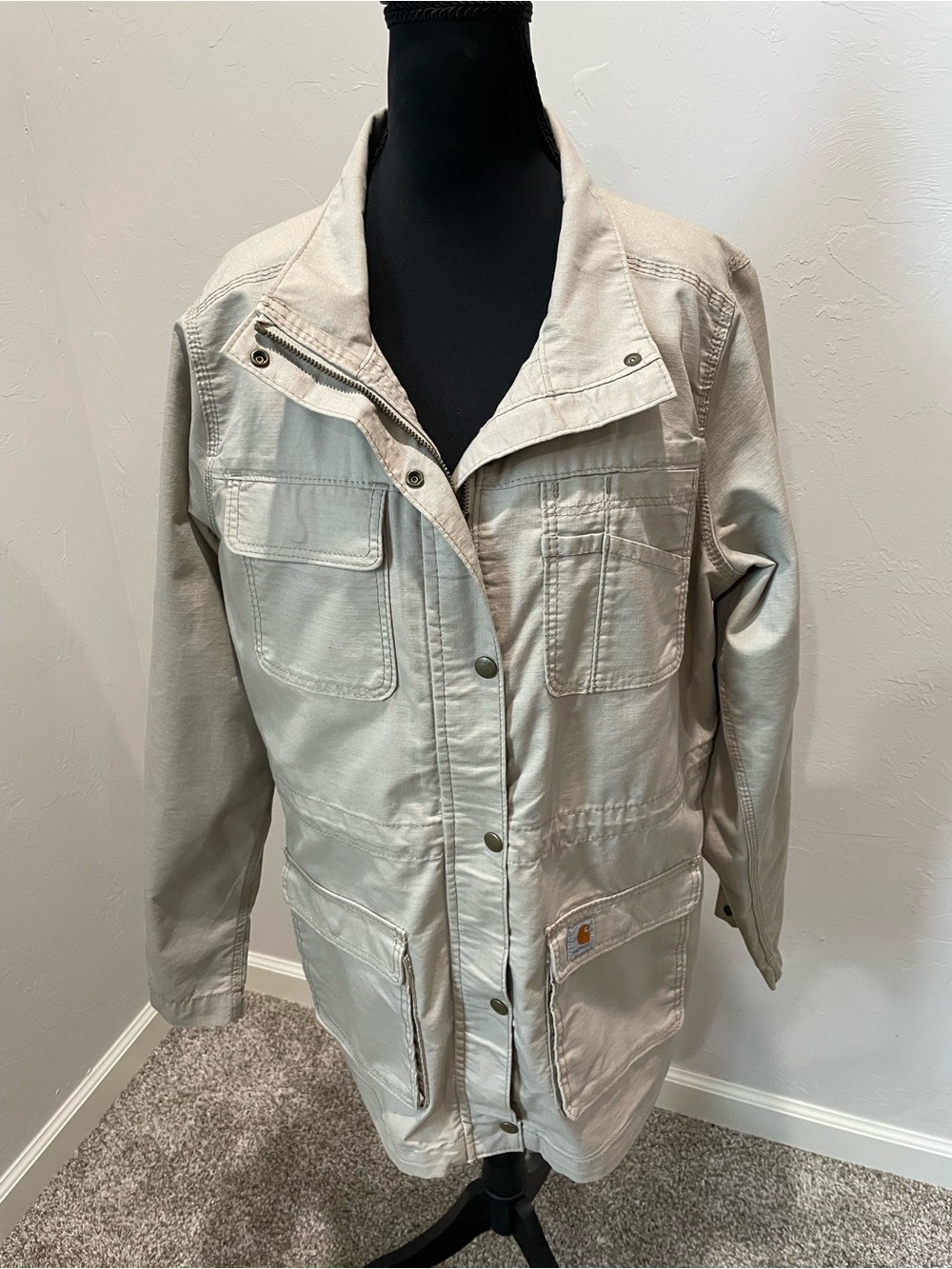 Carhartt Women's Light Tan Utility Jacket with Front Pockets